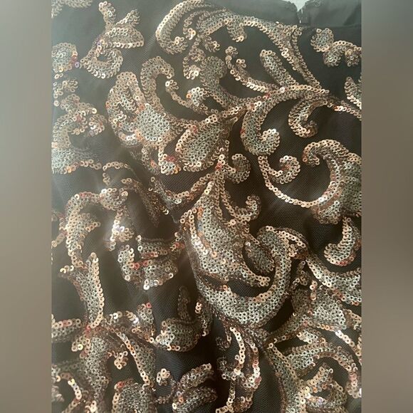 ALEX EVENINGS BLK/COPPER MOTHER OF BRIDE/GROOM SLEEVELESS SEQUIN DRESS Sz.12~NWT - Picture 6 of 8